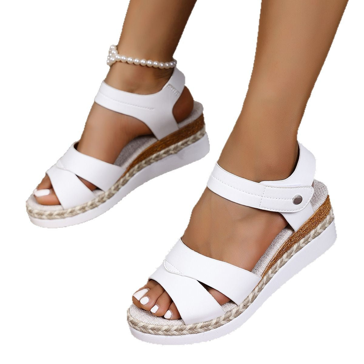Damen modische Sandalen mit elastischen Riemen und bequemer EVA-Sohle R&B