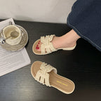 Damen Elegante Slide-Sandalen mit modischen Perlen- und Fransenakzenten EB