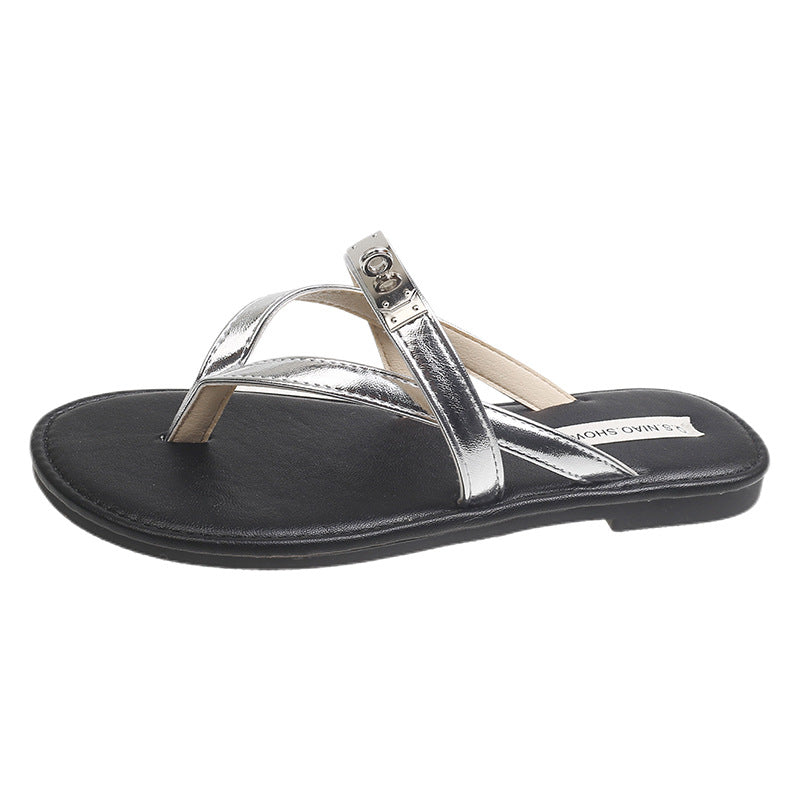 Damen elegante Flip-Flops mit funkelndem Schmuckdetail EB