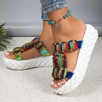 Damen Komfortable und stylische Sandalen mit breiten, geflochtenen Riemen R&B