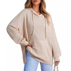 Damen Oversized Kapuzenpullover mit praktischen Taschen und seitlichen Schlitzen R&B