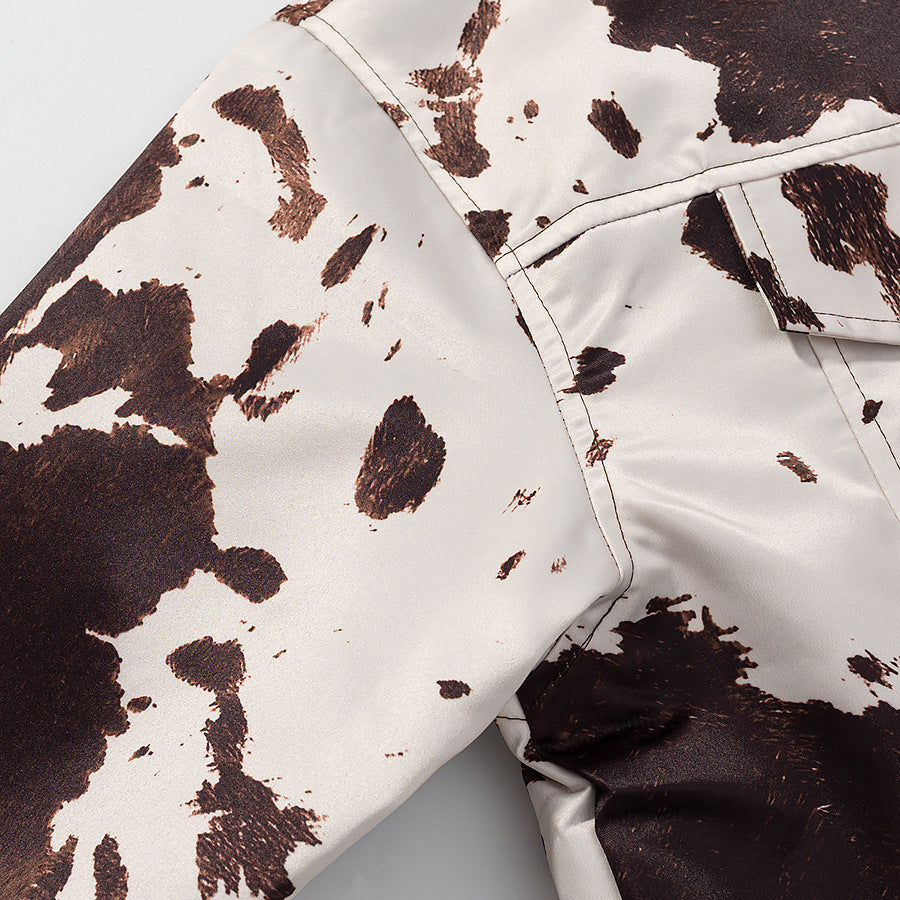 Damen angesagte Kunstlederjacke im angesagten Cow-Print R&B