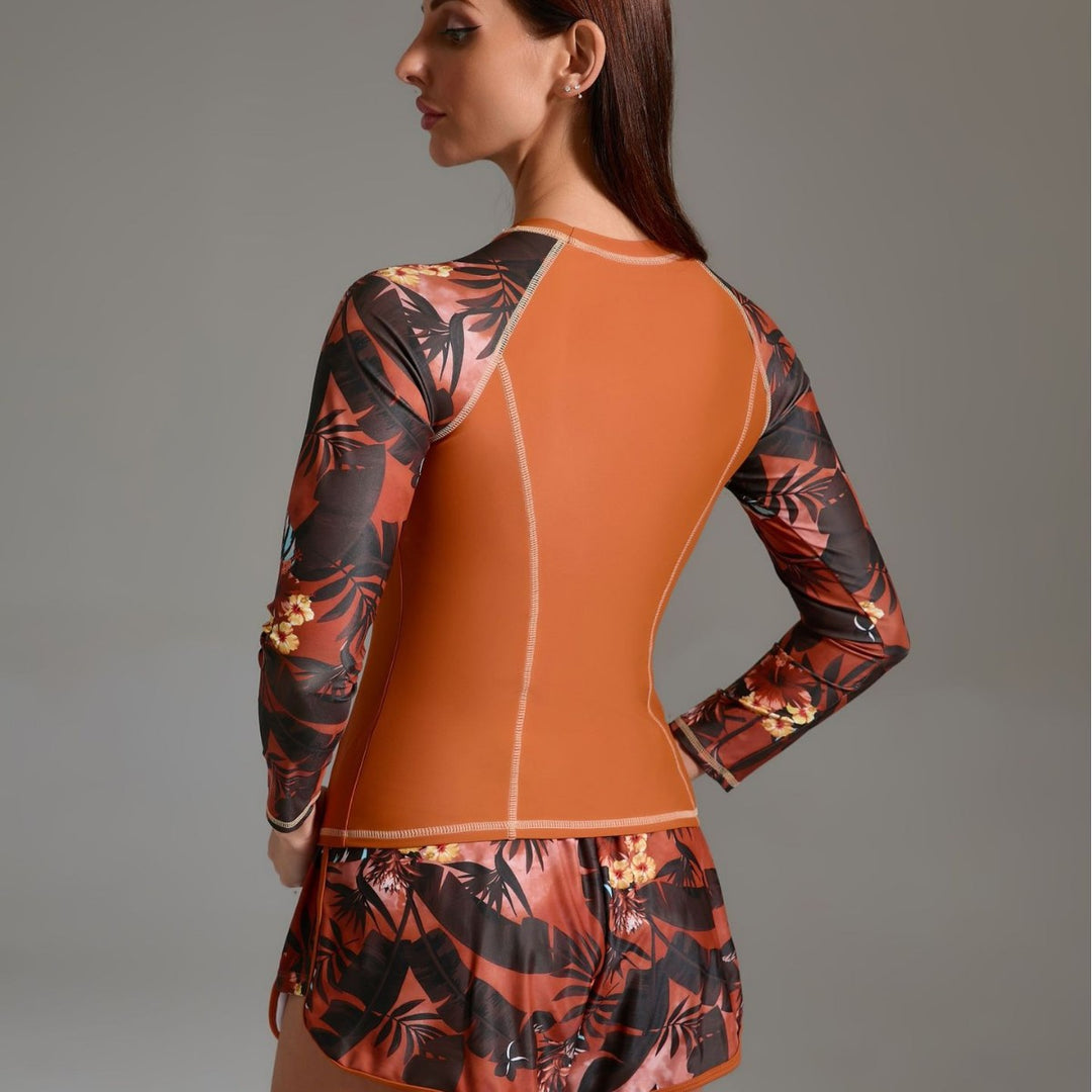 Damen Sportliches Surfanzug-Set mit floralem Design und nahtlosem Schnitt R&B