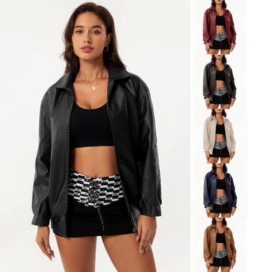 Damen lässige Satinjacke mit modernem Schnitt und praktischen Taschen R&B