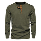 Herren nan geripptes Thermo-Henley mit Kontrast-Knopfleiste und Rippbündchen R&B