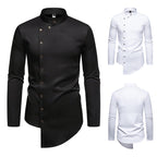 Herren modisches Hemd mit asymmetrischem Knopfdesign und elegantem Kragen R&B