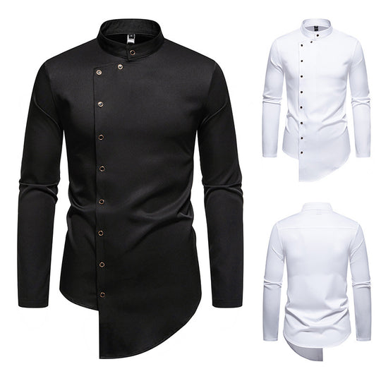 Herren modisches Hemd mit asymmetrischem Knopfdesign und elegantem Kragen R&B