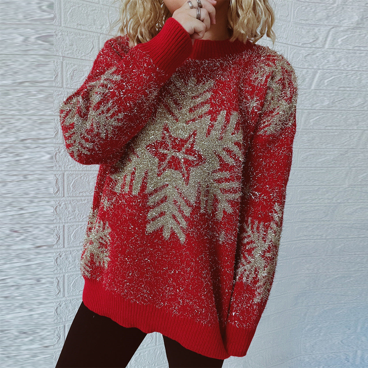 Damen Weihnachts-Pullover mit festlichem Funken-Design und bequemen Schnitt R&B