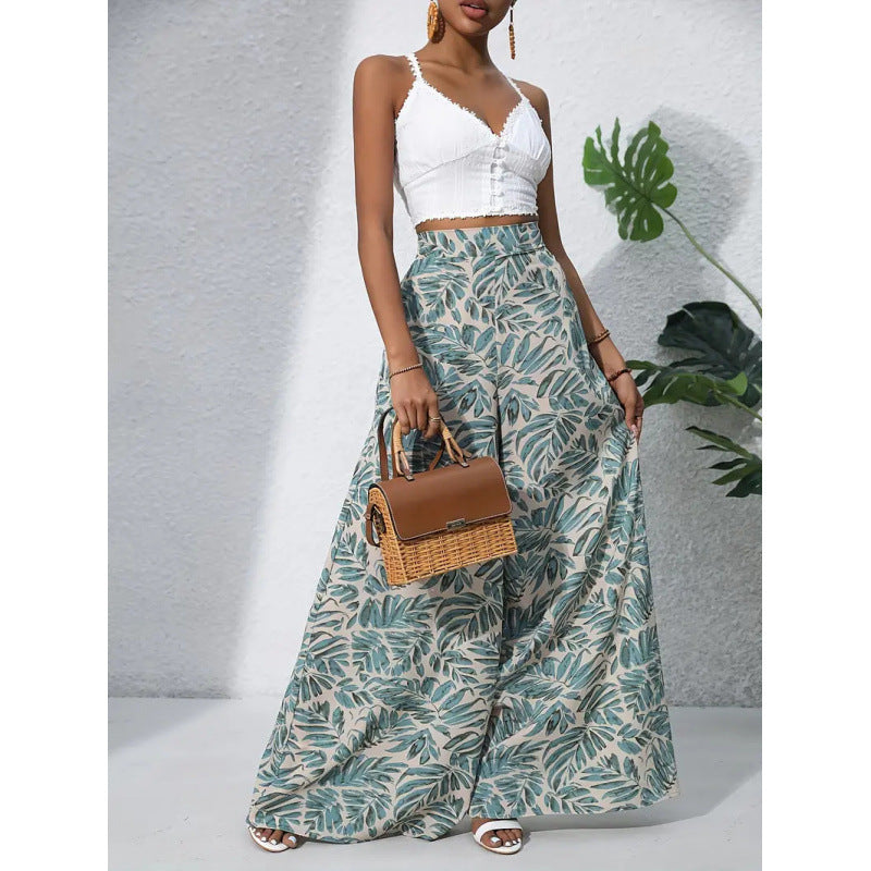 Damen Weit geschnittene Sommerhose mit floralem Muster R&B