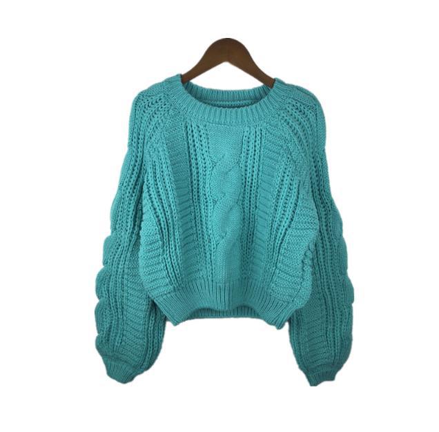 Damen Grobstrickpullover mit voluminösen Ärmeln und Zopfmuster R&B