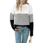 Damen Strickpullover mit modernem Muster und lässigem Schnitt R&B