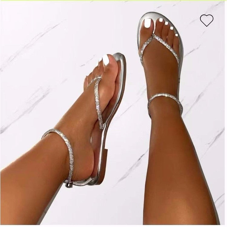 Damen Glamouröse Zehentrenner-Sandalen mit funkelnden Strass-Elementen R&B