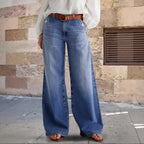 Damen Weite Jeans im Boho-Stil mit hohem Bund und komfortablem Schnitt R&B