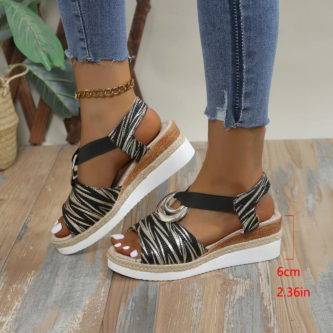 Damen Wedge-Sandalen mit modischem Glitzermuster und komfortablem Fußbett R&B
