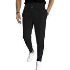 Herren nan schmal zulaufende Jogging-Chino aus strukturierter WR&Bqualität mit elastischem Tunnelzugbund und dekorativer Bügelfalte R&B