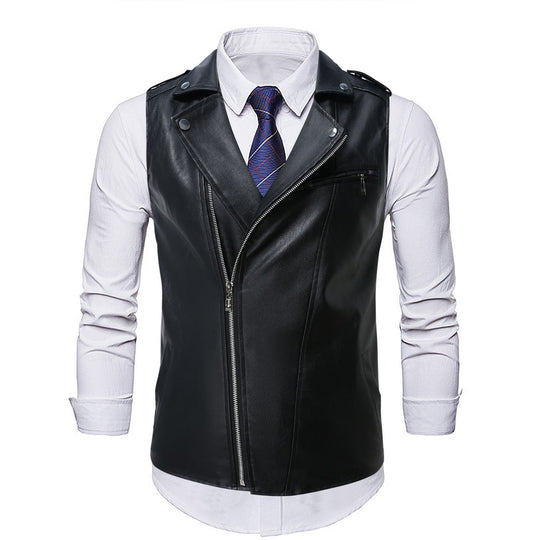 Herren lässige Bikerjacke aus hochwertigem mit asymmetrischem Reißverschluss R&B