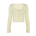 Damen Langarm-Crop-Top mit raffinierter Knopfleiste R&B