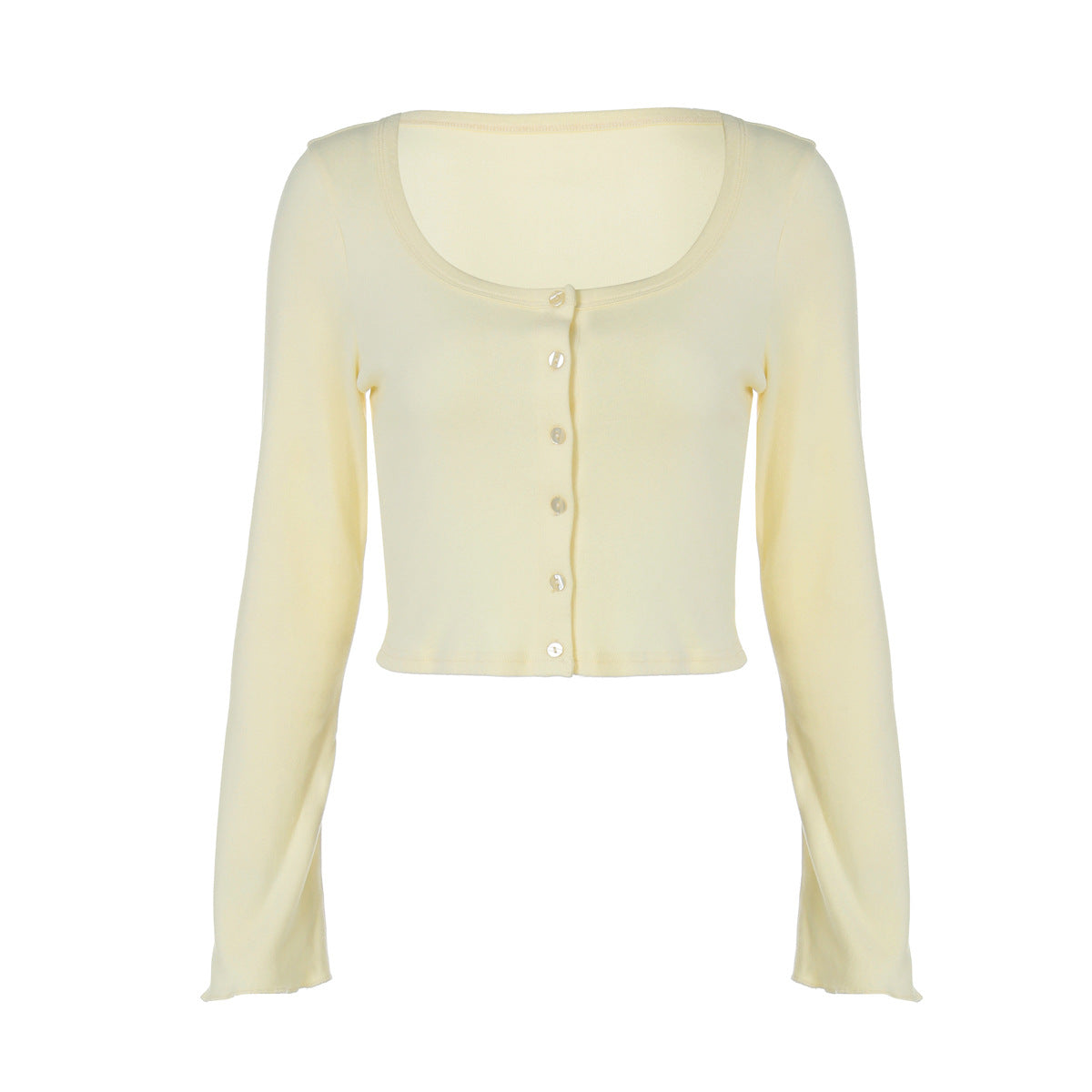 Damen Langarm-Crop-Top mit raffinierter Knopfleiste R&B