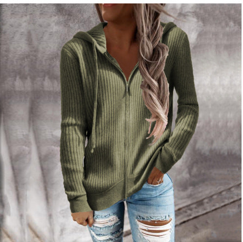 Damen Zip-Kapuzenpullover aus strukturierter Strickware R&B