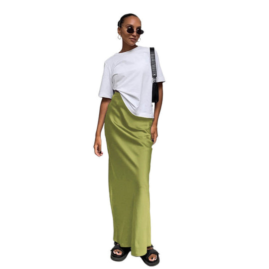 Damen Bodenlanger Satin Maxi-Rock R&B