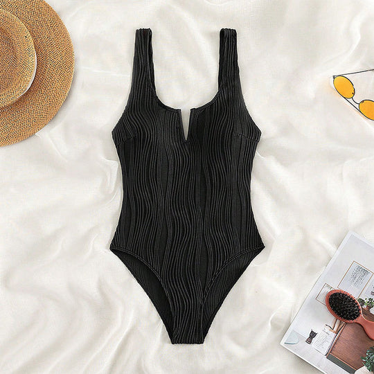 Damen Hochgeschnittener Badeanzug mit strukturiertem Design R&B