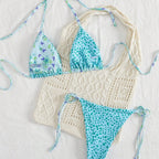 Damen Triangel-Bikini-Set mit hübschen Blumenmustern R&B