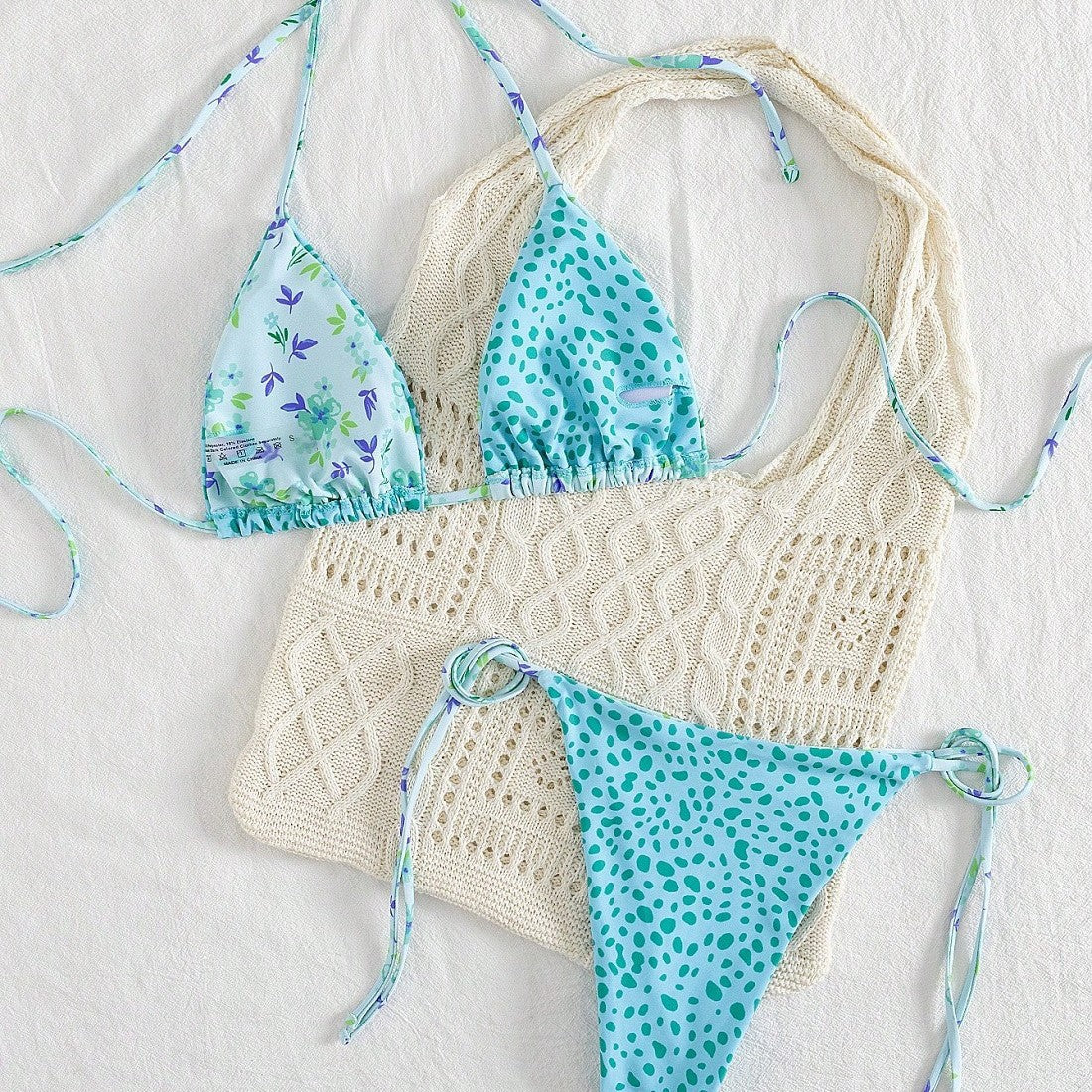 Damen Triangel-Bikini-Set mit hübschen Blumenmustern R&B