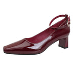 Damen elegante Lackleder Pumps mit komfortablem Blockabsatz