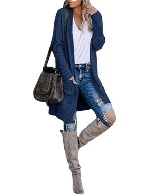 Damen Strickmantel mit offenen Fronten und lässigem Design R&B