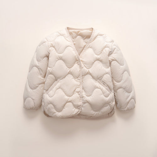 Damen gesteppte Daunenjacke mit modernen Wellenmustern und praktischen Taschen R&B