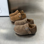 Damen Komfortable Wildleder-Clogs mit modischem Riemen und ergonomischem Fußbett R&B