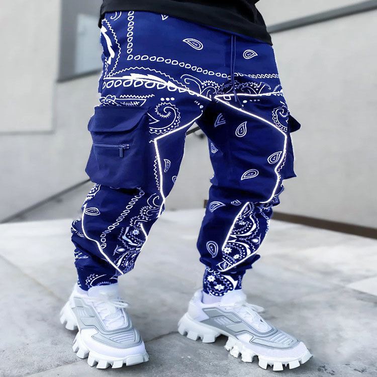 Herren nan Bandana-Cargo-Jogginghose mit Kordelzug und elastischen Bündchen R&B
