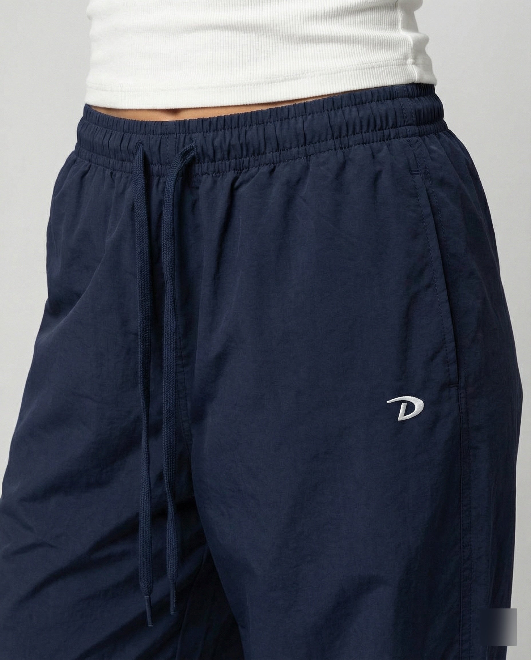 Damen weite Bundhose mit elastischem Tunnelzug langen Schlagbeinen und seitlicher Teilungsnaht R&B