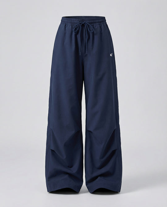 Damen weite Bundhose mit elastischem Tunnelzug langen Schlagbeinen und seitlicher Teilungsnaht R&B