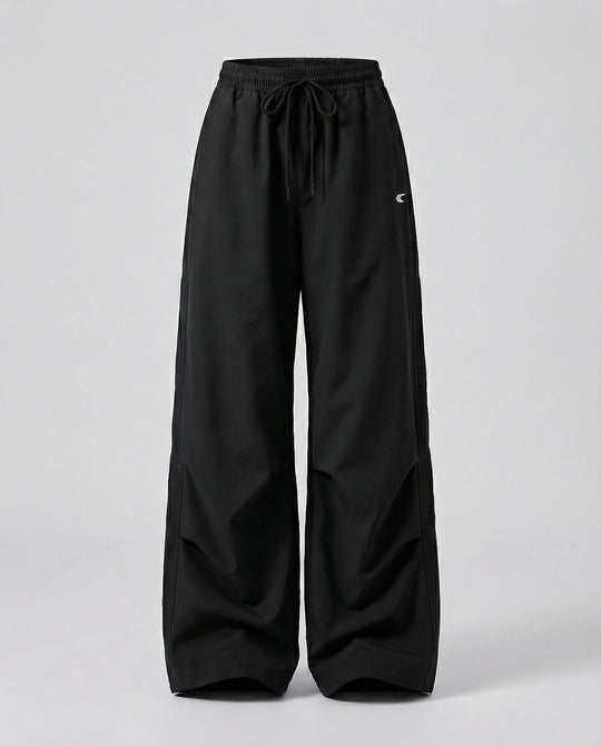 Damen weite Bundhose mit elastischem Tunnelzug langen Schlagbeinen und seitlicher Teilungsnaht R&B