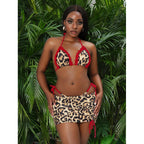 Damen Triangel-Bikini mit modischen Rüschendetails und aufregendem Tiermuster R&B