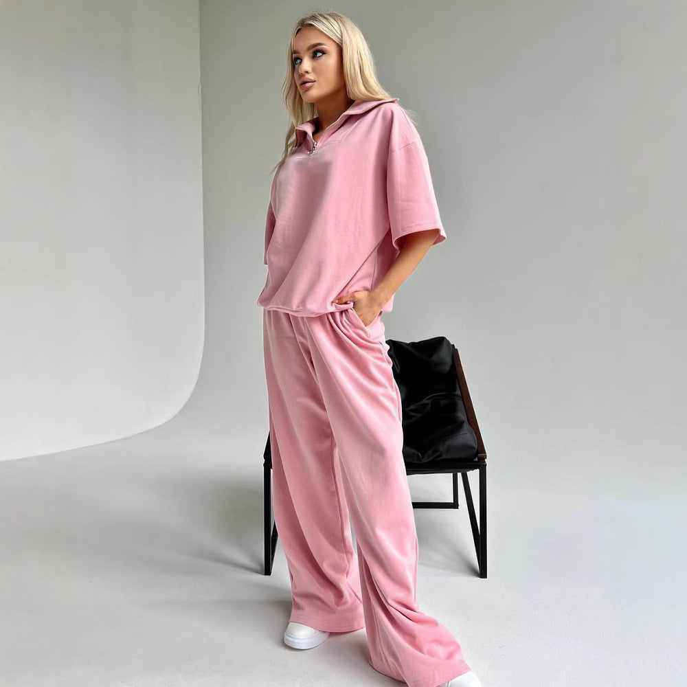 Damen Sportives Oberteil und weite Hose Set R&B