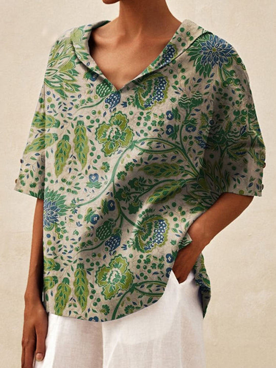 Damen Lässige Bluse mit floralem Muster und modernem Kragen R&B