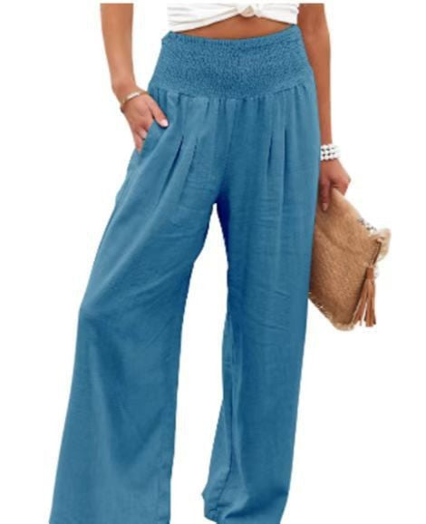 Damen Weit geschnittene Sommerhose mit elastischem Bund und luftiger Passform R&B