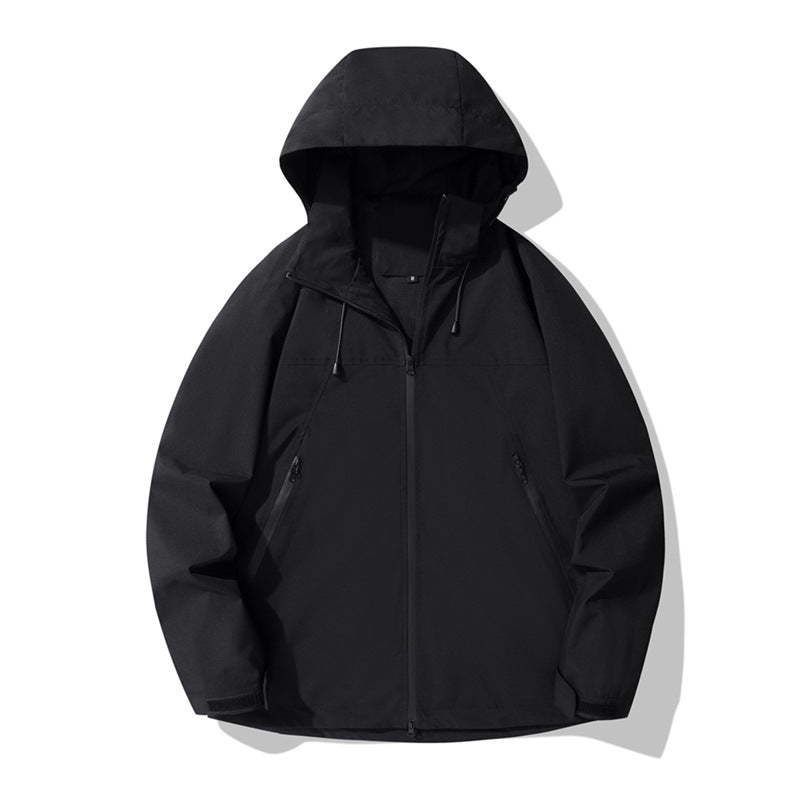 Damen wasserabweisende Outdoor-Jacke mit verstellbarem Kapuzenkragen und funktionalen Reißverschlusstaschen R&B
