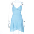 Damen lässiges Sommerkleid mit asymmetrischem Saum und zarten Trägern R&B