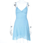 Damen lässiges Sommerkleid mit asymmetrischem Saum und zarten Trägern R&B