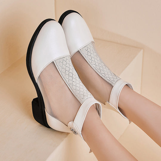 Damen Elegante Stiefeletten mit modischem Mesh-Einsatz und Blockabsatz R&B