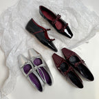 Damen Ballerina-Schuhe mit hochwertigem Metallic-Obermaterial und charmantem Schleifendetail