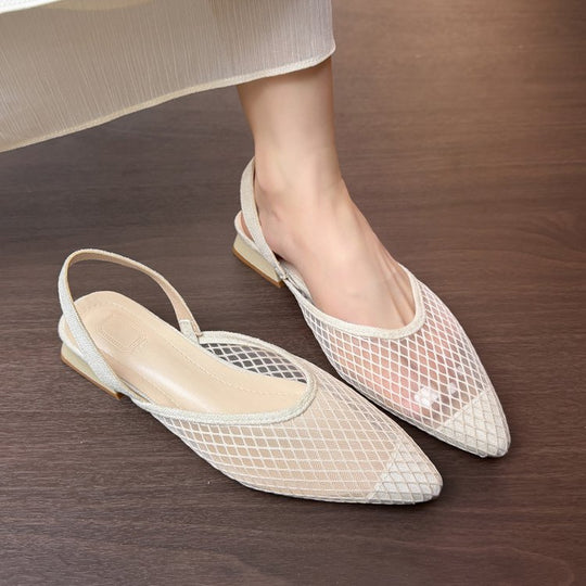 Damen Slingback Ballerinas mit Netzdesign und elegantem Blockabsatz R&B