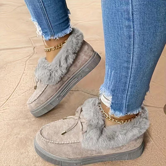 Damen Sneakers mit kuscheligem Fellkragen R&B