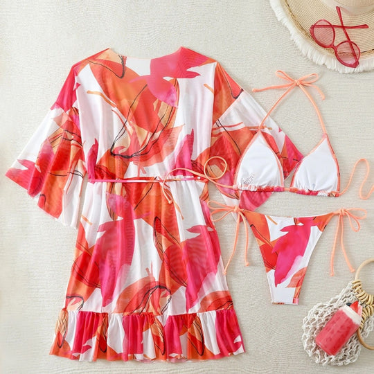 Damen Bikiniset mit floralem Kaftan R&B