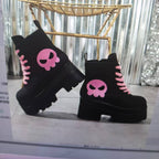 Damen Chunky Combat Boots mit lässigem Totenkopf-Design R&B