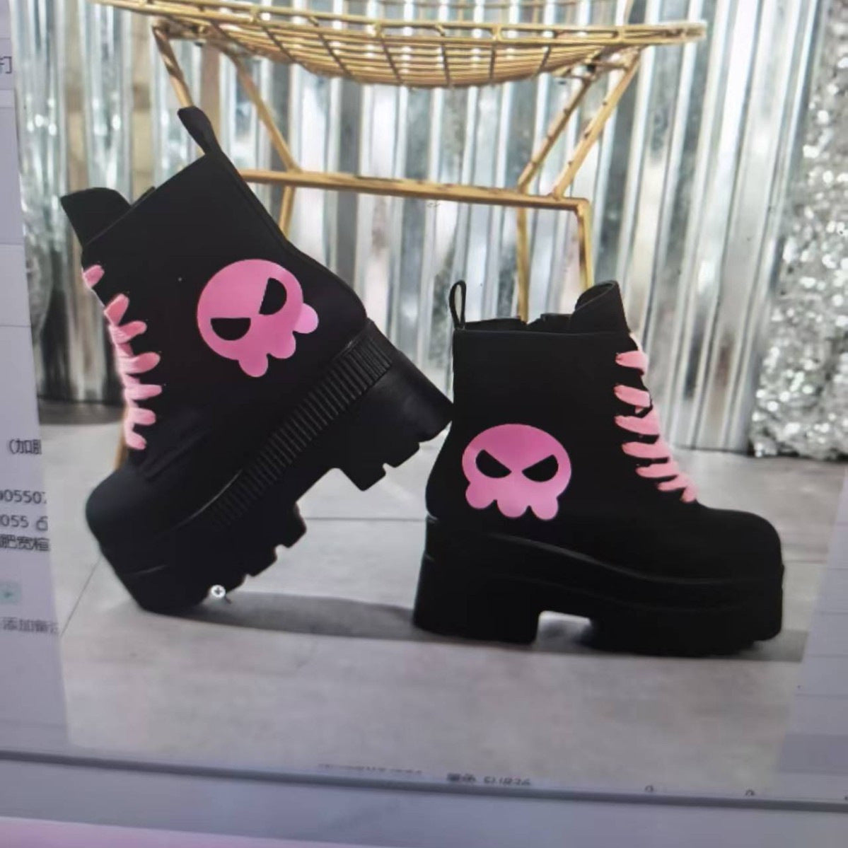 Damen Chunky Combat Boots mit lässigem Totenkopf-Design R&B