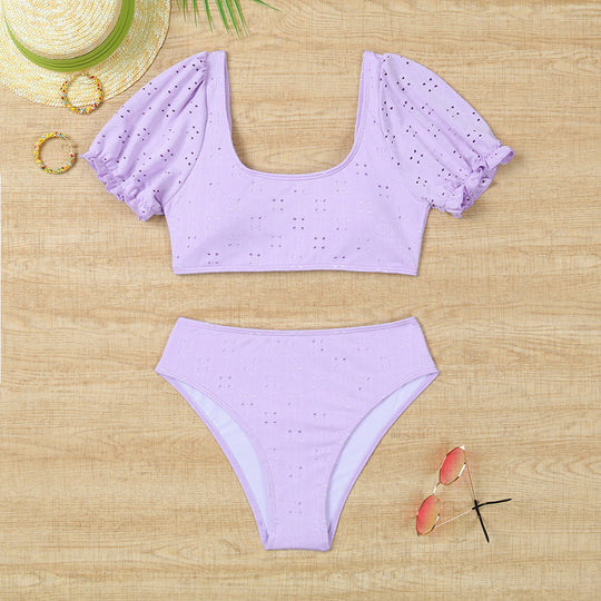 Damen Bikiniset mit Puffärmeln und floralen Details R&B